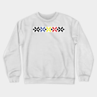 Romania flag colors - Traditional Romanian folk art knitted embroidery pattern Crewneck Sweatshirt